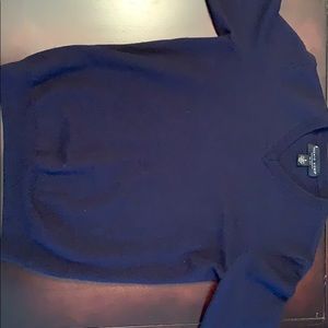 Pronto Uomo Men’s Navy Blue Wool V Neck Sweater